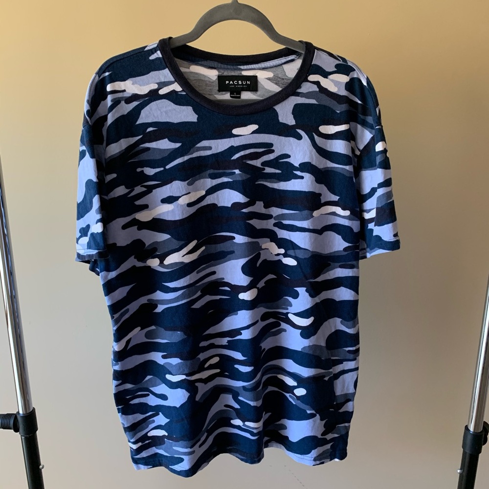 PacSun Blue Camo Short Sleeve